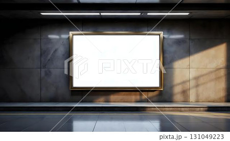 An empty room highlighted by a large blank screen, ready for mockup advertising use An empty room highlighted by a large blank screen, ready for mockup advertising use 131049223