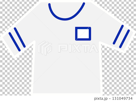 シンプルな学校用のTシャツ（青ライン） 131049734