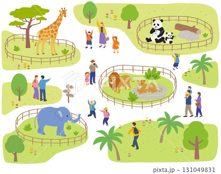 動物園と人々の風景イラスト 131049831