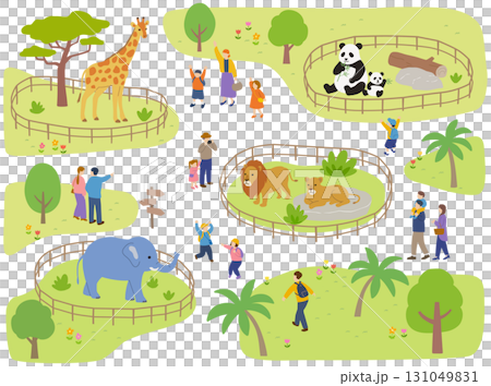 動物園と人々の風景イラスト 131049831