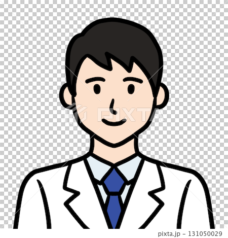 Young male doctor scientist researcher icon in white coat Young male doctor scientist researcher icon in white coat 131050029