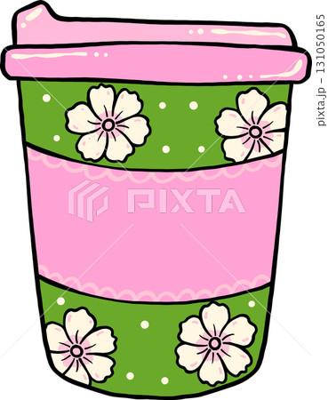 Cute Matcha in Coffee Cup with Flowers Illustration Hand Drawn Cute Matcha in Coffee Cup with Flowers Illustration Hand Drawn 131050165
