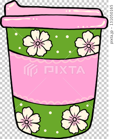 Cute Matcha in Coffee Cup with Flowers Illustration Hand Drawn Cute Matcha in Coffee Cup with Flowers Illustration Hand Drawn 131050165