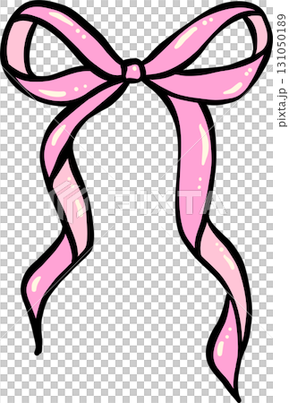 Cute Pink Ribbon Bow Hand Drawn Cute Pink Ribbon Bow Hand Drawn 131050189