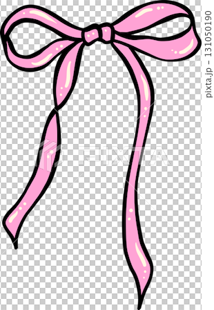Cute Pink Ribbon Bow Hand Drawn Cute Pink Ribbon Bow Hand Drawn 131050190