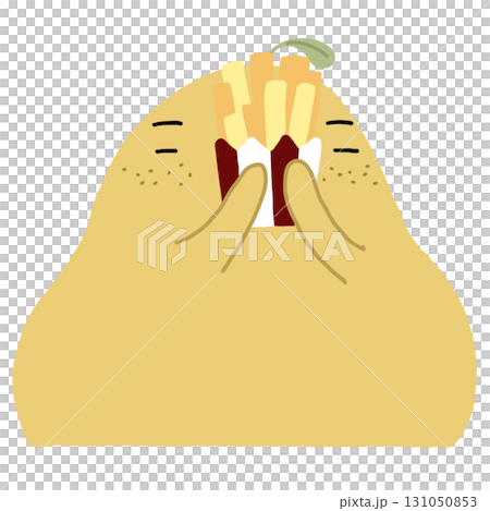hand drawn vector illustration of a lemon cartoon with french fries happy meal	 131050853