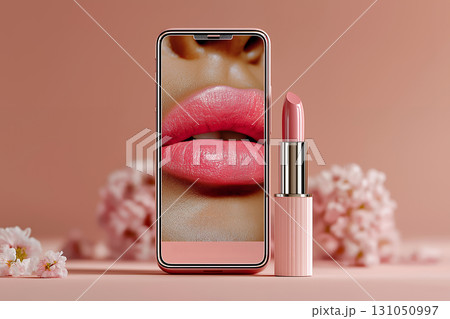 スマホに映し出されたリップスティックの世界 131050997