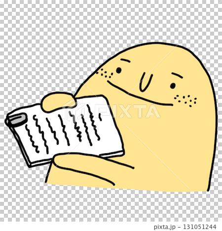 hand drawn illustration of a yellow lemon man worker submit work	 131051244