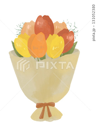 カラフルなチューリップの花束のイラスト 131052380