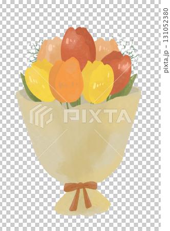 カラフルなチューリップの花束のイラスト 131052380