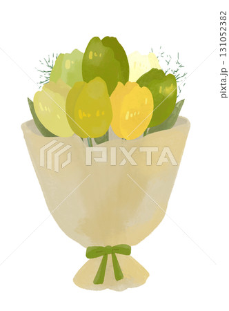 カラフルなチューリップの花束のイラスト 131052382