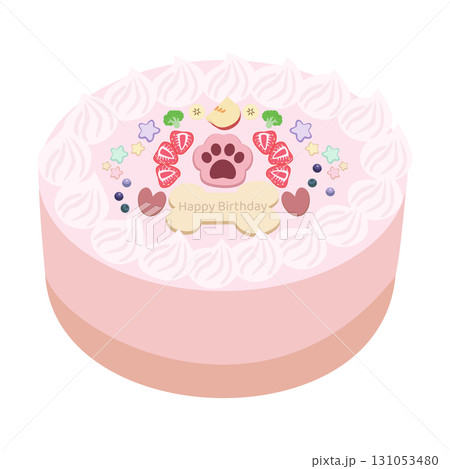 パステルピンクの犬用ホールケーキ・果物と野菜のやさしい誕生日スイーツ 131053480