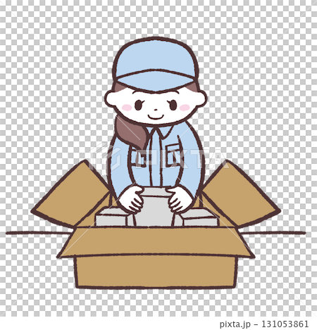 Illustration of a woman packing Illustration of a woman packing 131053861