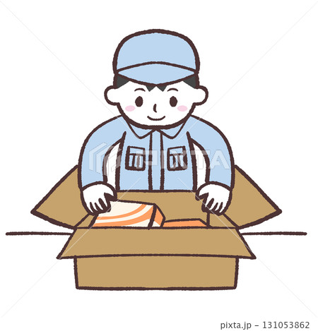 梱包作業する男性のイラスト 梱包作業する男性のイラスト 131053862