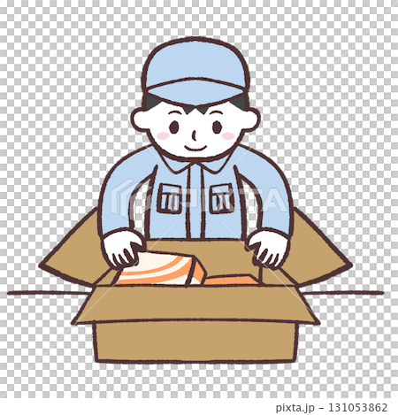梱包作業する男性のイラスト 梱包作業する男性のイラスト 131053862