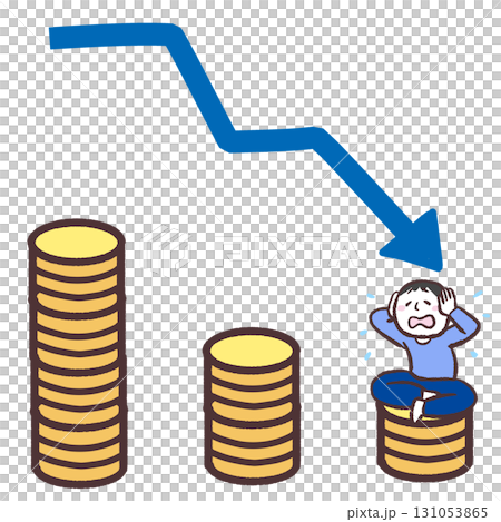 Illustration of a man struggling with money Illustration of a man struggling with money 131053865