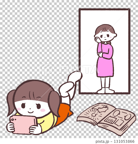 Illustration of a girl who doesn't study Illustration of a girl who doesn't study 131053866
