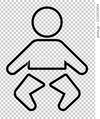 Black and white line drawing baby pictogram icon illustration material Black and white line drawing baby pictogram icon illustration material 131053954