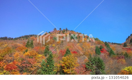 片知渓谷付近の紅葉と青空の風景 片知渓谷付近の紅葉と青空の風景 131054026