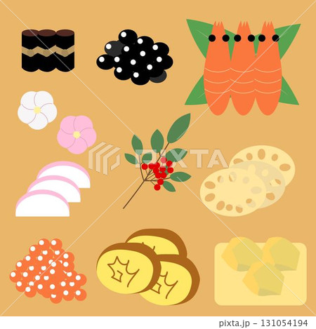 お節料理のイラスト素材セット お節料理のイラスト素材セット 131054194