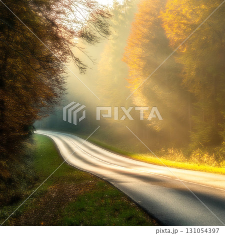 紅葉の道, 秋の道, ,Generative AI,AI画像 131054397