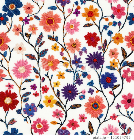 Vibrant floral embroidery colorful textile art and creative inspiration 131054793