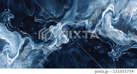 Abstract marbled acrylic paint ink painted waves painting texture background - Ai Generated 131055754