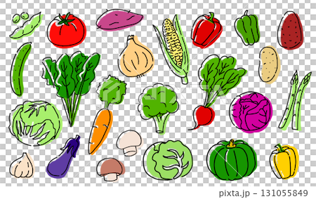 カラフルな手描き風野菜イラストセット 131055849