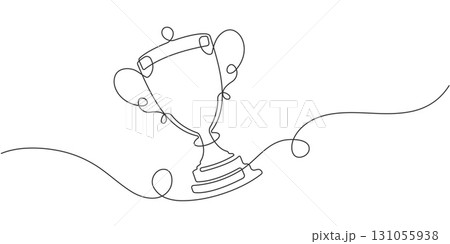 Champion Cup. Victory concept. Line drawing. Vector illustration . 131055938