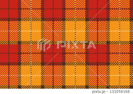 plaid background check fabric texture orange and red colors gingham vector autumn seamless pattern cloth illustration 131056168