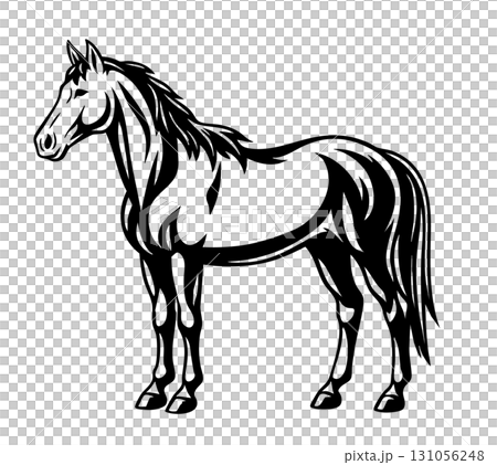 Realistic cartoon style horse vector illustration 131056248