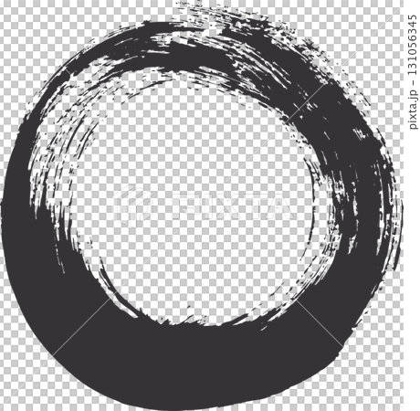 墨で描いた筆タッチの丸　ベクター素材 131056345