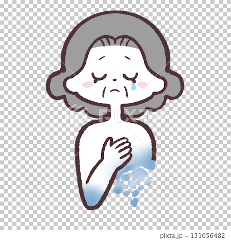悲しくて壊れそうなシニア女性のイラスト 131056482