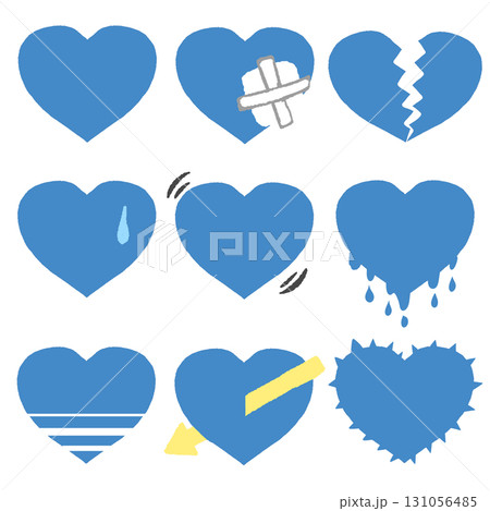 いろいろな青いハートのアイコンセット 131056485