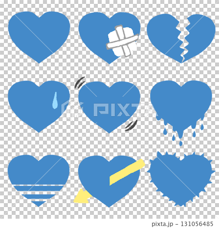いろいろな青いハートのアイコンセット 131056485