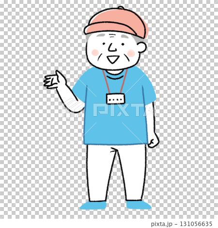 Illustration of elderly volunteer staff 131056635