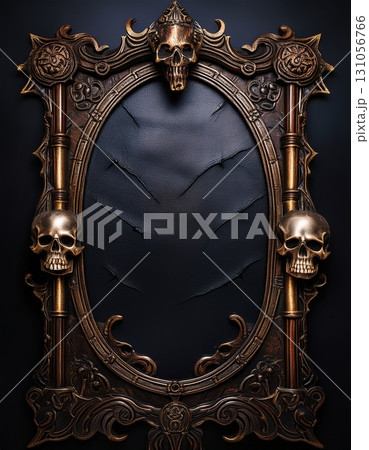 黒く塗りつぶされたような鏡の背景素材 131056766