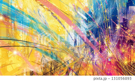 和素材・正月素材 抽象的な光と色彩の輝き、鮮やかなアートデザイン 131056893