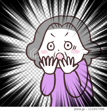 ひどく驚いているシニア女性のイラスト ひどく驚いているシニア女性のイラスト 131057700