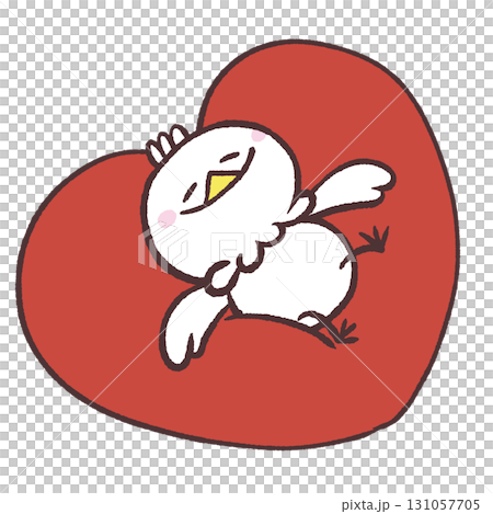 Illustration of a white bird wrapped in a heart 131057705