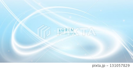 Abstract white cuve ray on soft blue background. with lighting effect sparkle. 131057829