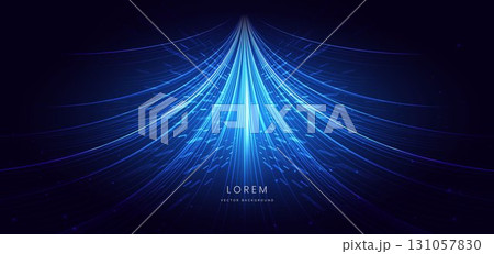 Futuristic blue curve lines glowing with lighting effect on dark blue background. Futuristic blue curve lines glowing with lighting effect on dark blue background. 131057830