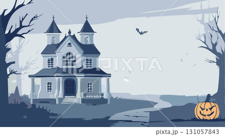 ハロウィンの夜に森の中にある小さな古城 ハロウィンの夜に森の中にある小さな古城 131057843