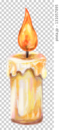 火のついたロウソクの手描き風イラスト 131057895