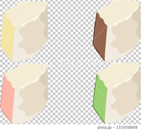 Cut baumkuchen covered in white chocolate Cut baumkuchen covered in white chocolate 131058609