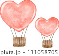 ふたつ並んだハートの気球の水彩イラスト ふたつ並んだハートの気球の水彩イラスト 131058705