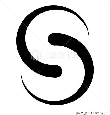 Yin yang letter S shape, curved symmetrical logo design element 131058722