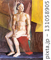 hand painted portrait of nude male model on podium 131058905