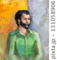 hand painted portrait of black bearded male model 131058906
