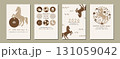 2026年午年 年賀状テンプレート4枚セット　馬とモチーフイラスト素材 131059042